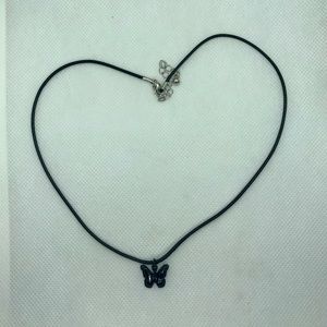 Handmade by me dainty black butterfly necklace